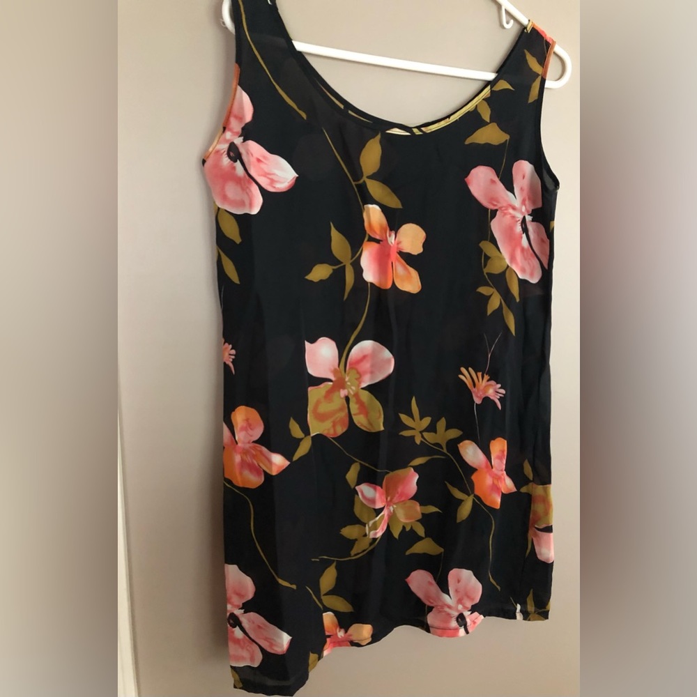 BOCA RATON NEW OLD STK BEACH RESORT  AJ TROPICS Blk Floral Swim Coverup Top M
